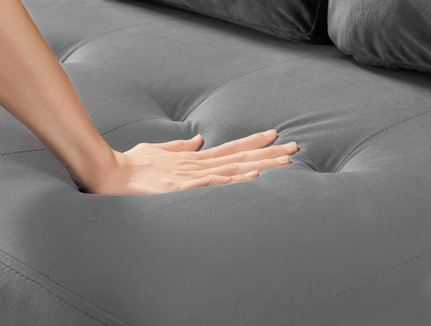 FURNITURE ONE L-shaped Corner Sofa Bed with Reversible Storage in Grey Velvet Fabric – 3
