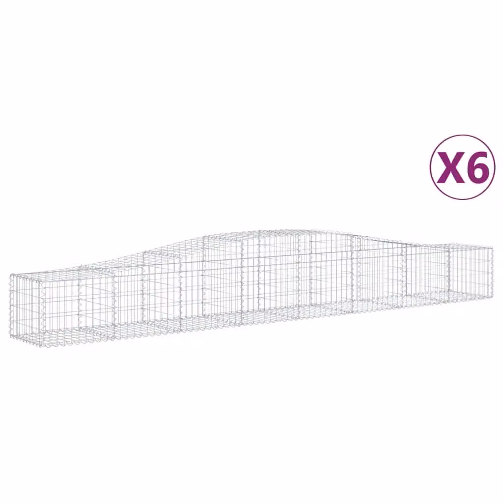 Berkfield Home Arched Gabion Baskets, 6 Piece Set, Silver Galvanised Steel, W: 400 cm, D: 40-60 cm, H: 50 cm – 2