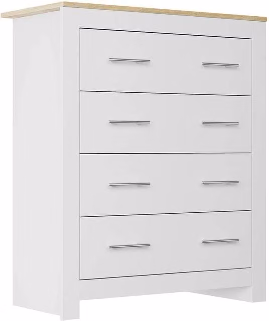 FORGEVIO 4 Drawer Chest of Drawers and Bedside Table in White – 1