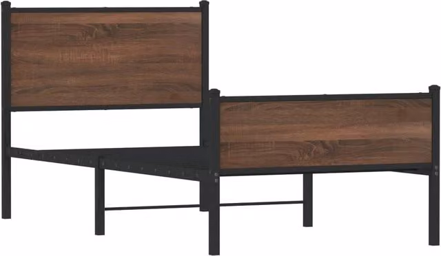 Berkfield Home Industrial Metal and Oak Small Single Bed Frame in Brown, W/D/H: 190 x 80 x 91.5 cm – 1