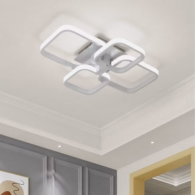 Komore White LED Semi Flush Ceiling Light