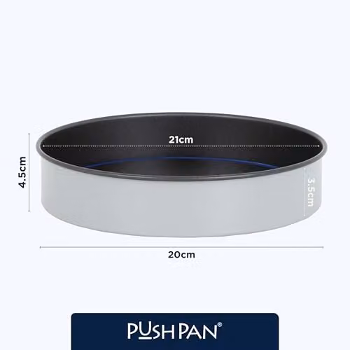 PushPan Non-Stick Round Cake Tin Set of 2, Grey, Diameter: 20 cm – 5