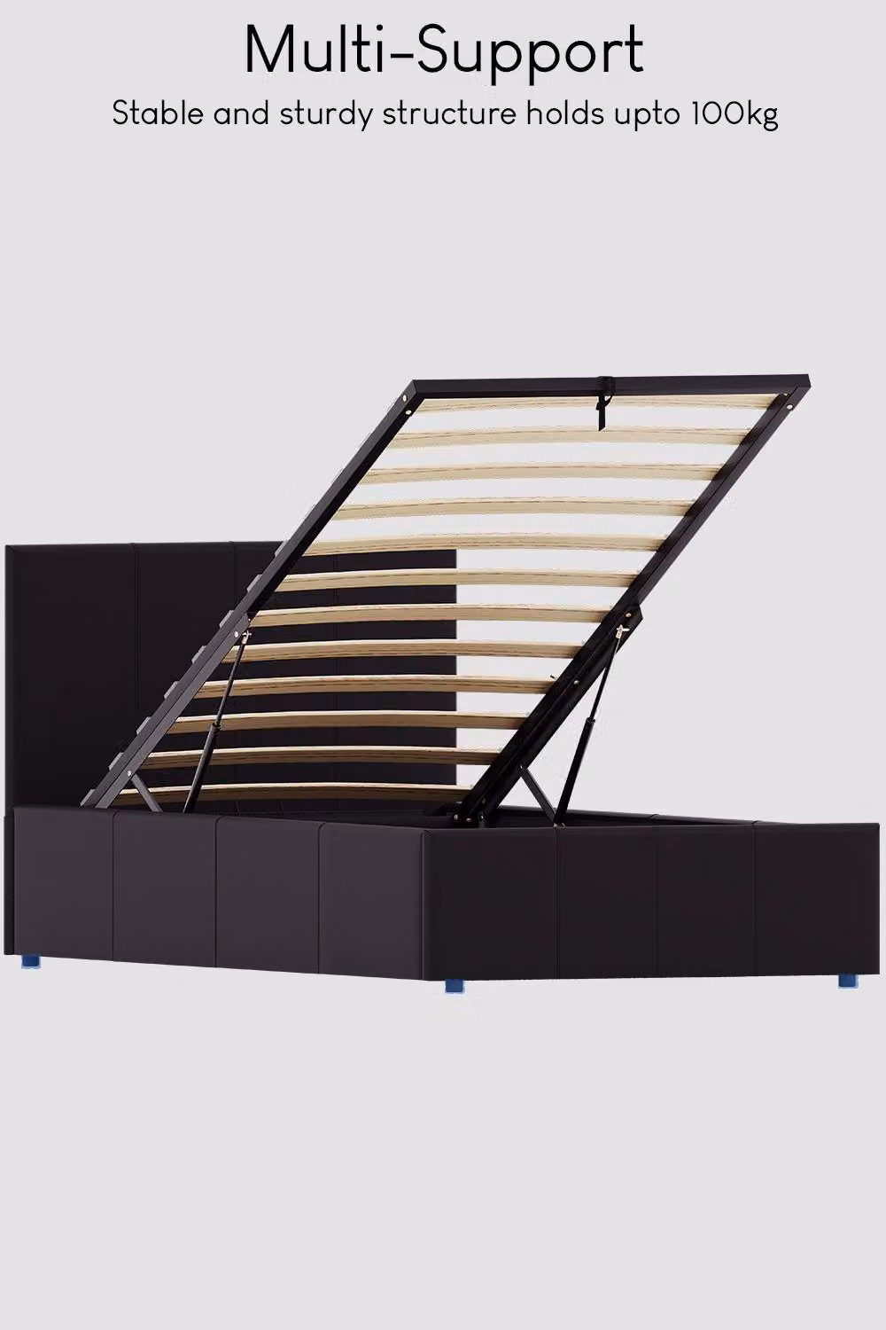 Vida Designs Lisbon Ottoman Faux Leather Bed Frame with Mattress in Black, Small Double (W: 120 cm, L: 200 cm) – 4