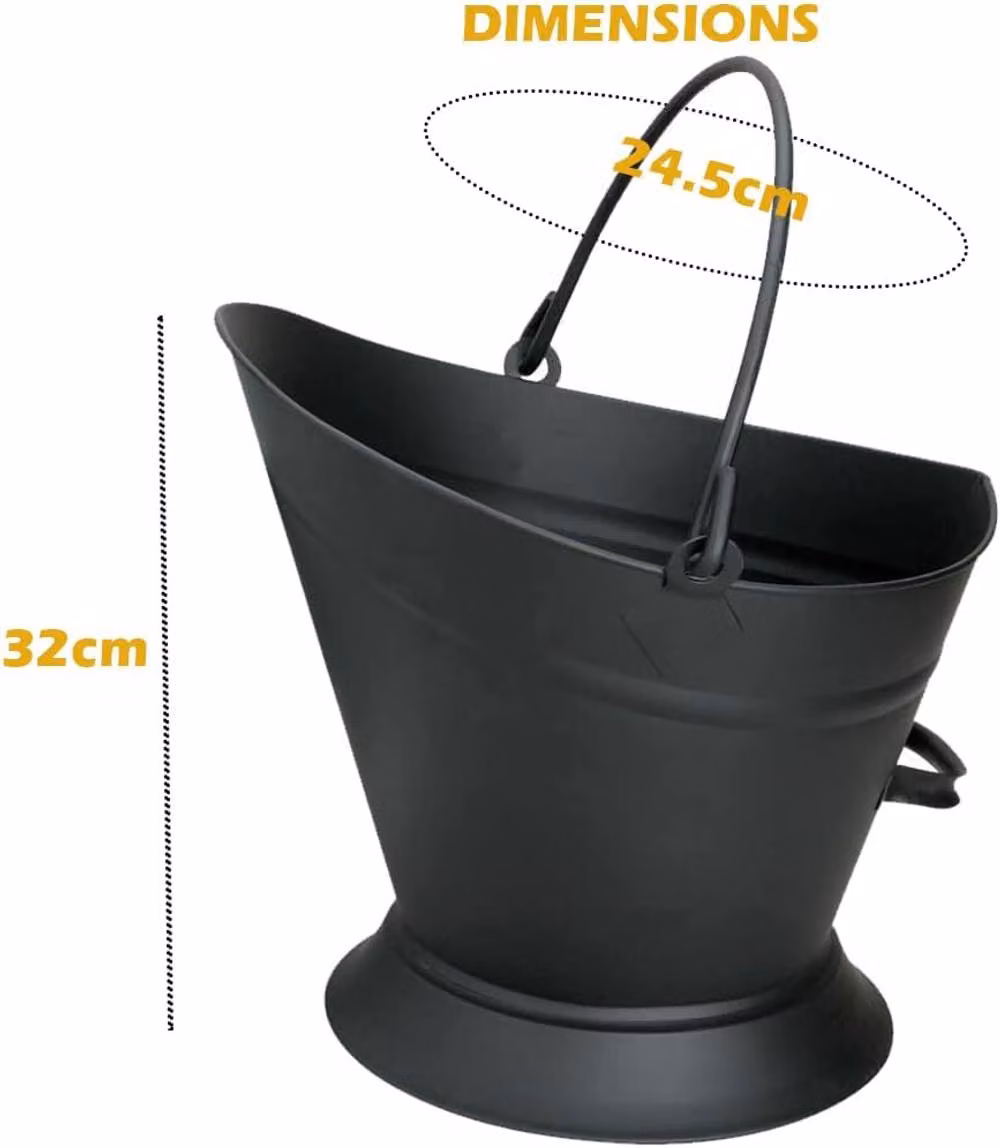 Almineez 5 Piece Fireside Companion Set with Waterloo Coal Bucket, Shovel, Brush and Poker in Black – 8