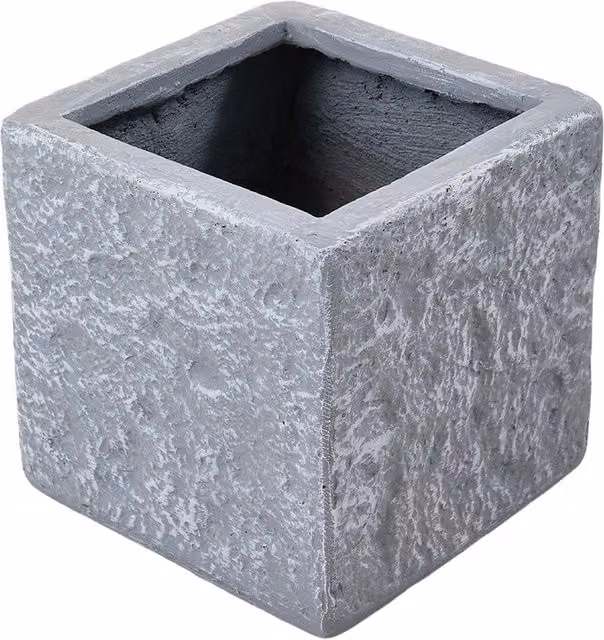 Livingandhome Grey Concrete Square Planter Pot with Drainage Holes, Diameter: 25 cm