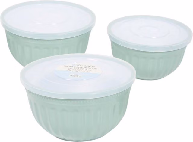 My Kitchen Set of 3 Stackable Salad Bowls in Turquoise Blue