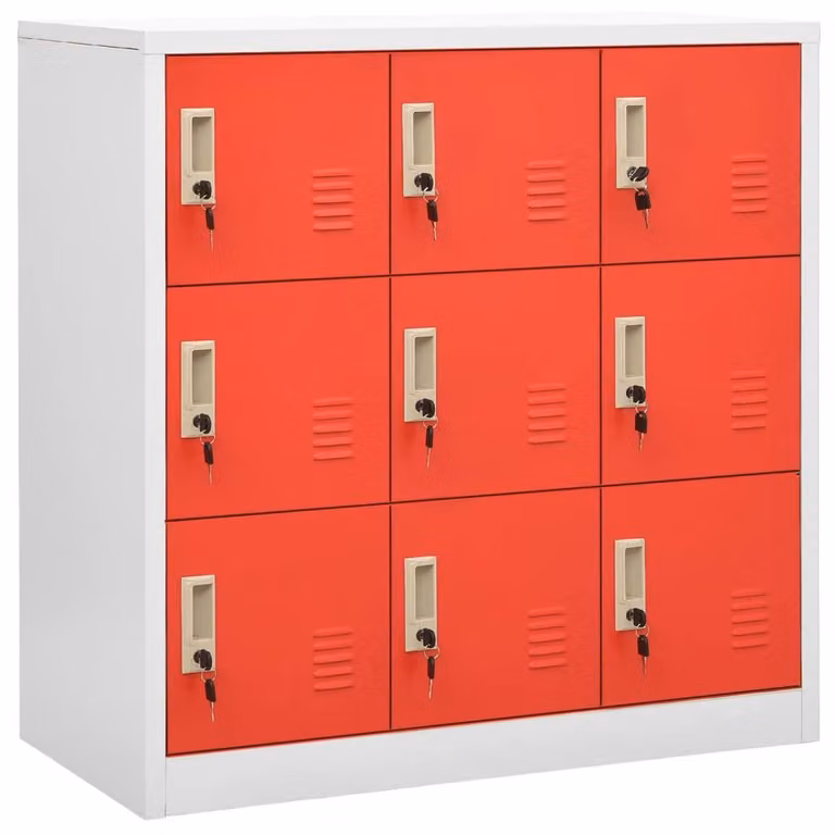 Berkfield Home Freestanding Metal Locker Cabinet in Grey and Red, W/D/H: 90 x 45 x 92.5 cm