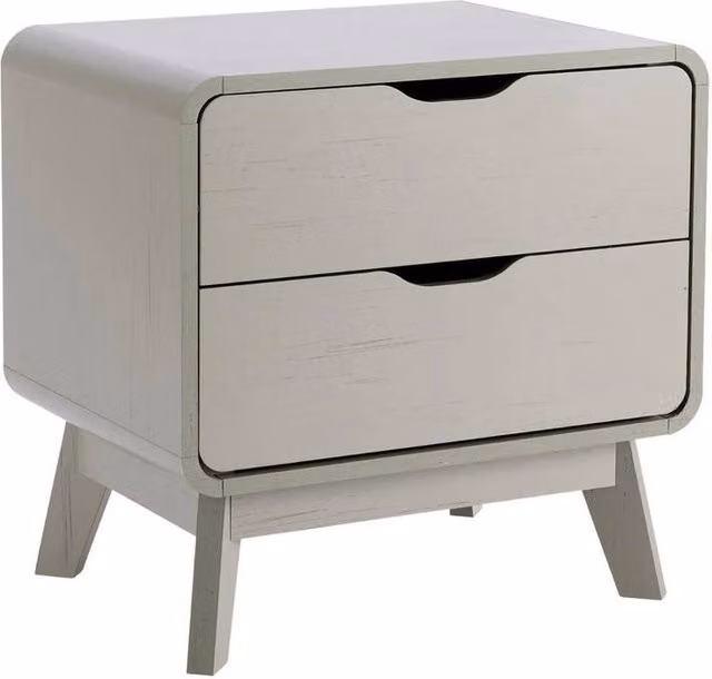 VOGREX Grey 2 Drawer Rustic Bedside Nightstand Bedroom Unit W/D/H: 40.0 x 53.7 x 55.0 cm – 1