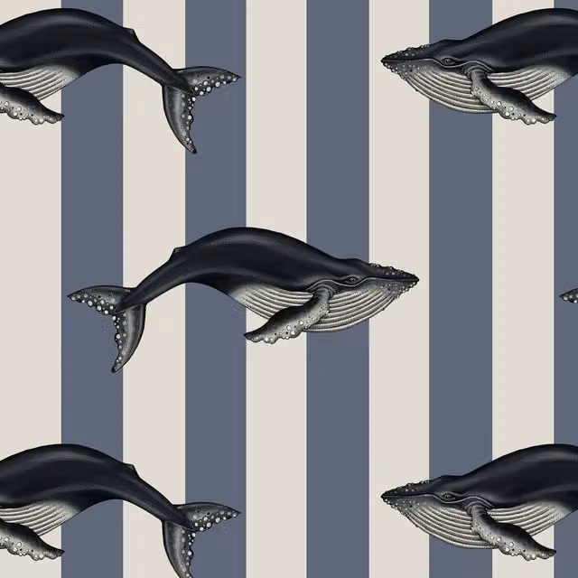 House of Hackney Baleana Striped Wallpaper in Blue