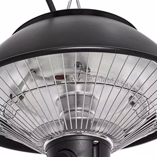 Outsunny 600W Ceiling Hanging Halogen Electric Heater with Adjustable Hook Chain, Black Aluminium Frame – 8