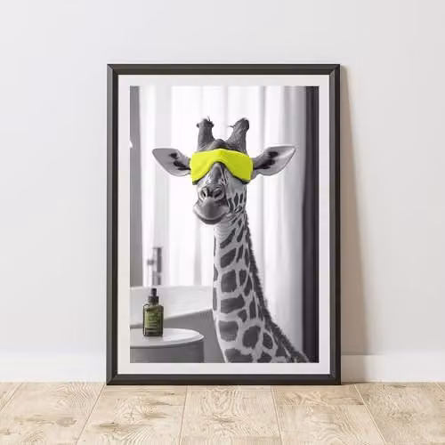 60 Second Makeover Giraffe Eye Mask Animal Print Paper Poster, A3, Multicolour, W: 29.7 cm, H: 42.0 cm