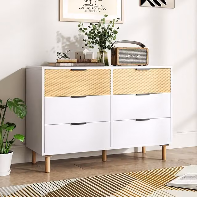 Livingandhome Modern White Matt Freestanding Wooden Cabinet