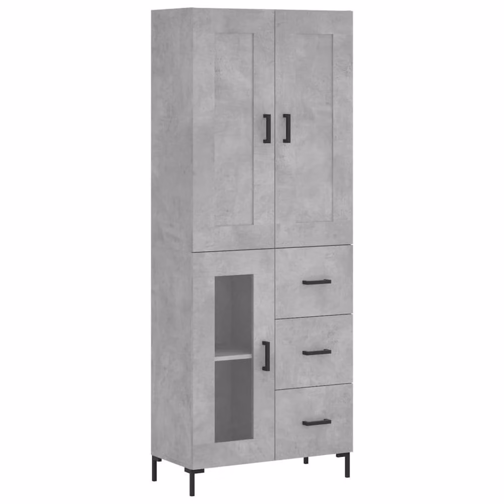 Berkfield Home Highboard in Concrete Grey, W/D/H: 69.5 x 34 x 180 cm – 2