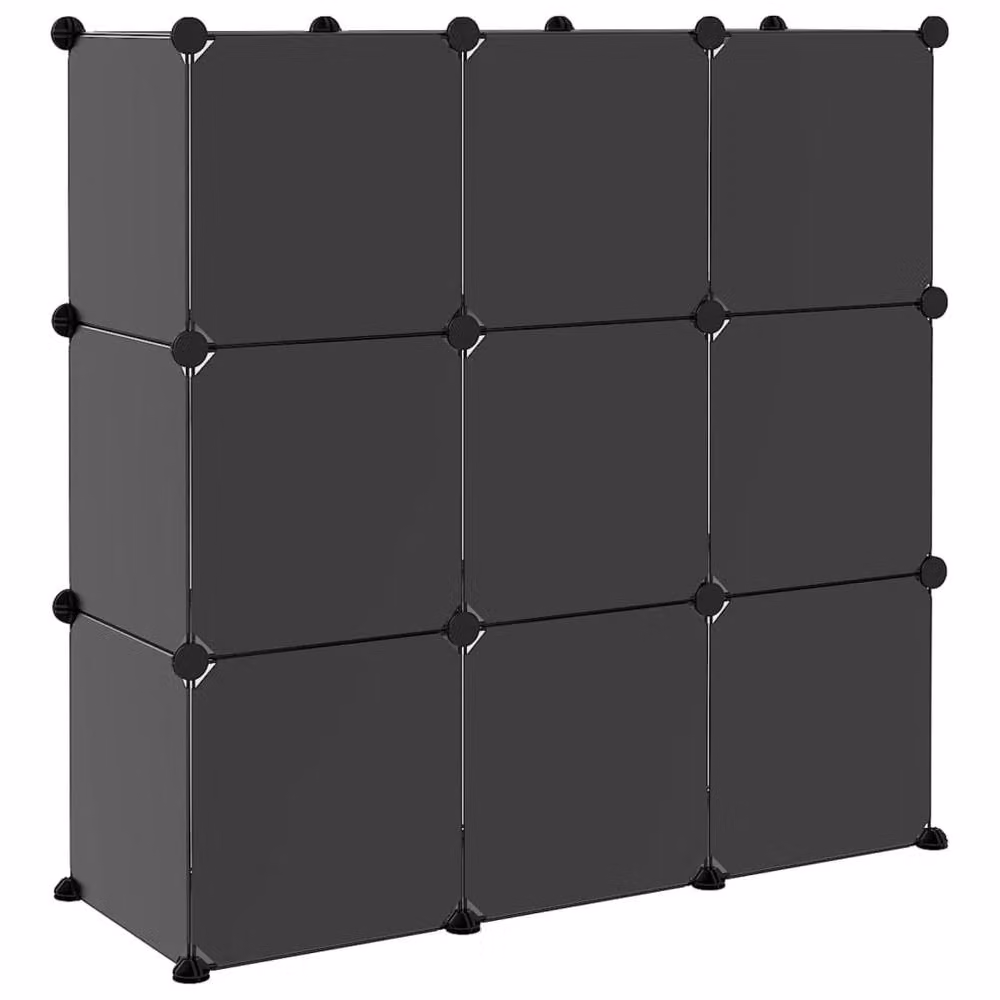 Berkfield Modern 9-Cube Storage Organiser with Glass Doors in Black – 4