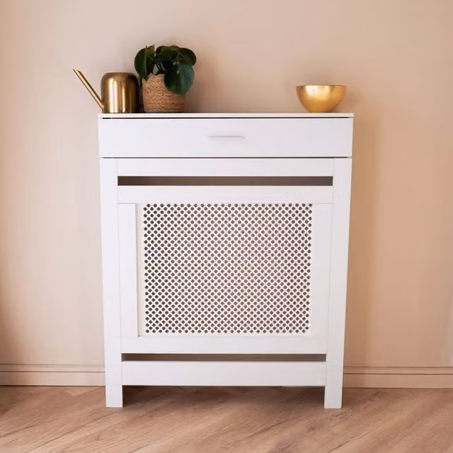 Jack Stonehouse White Lattice Radiator Cover with Drawer
