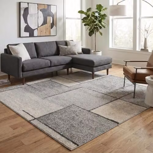 Desire Rugs Rhodes Geometric Modern Living Room Area Rug, Grey, W: 120 cm, L: 170 cm