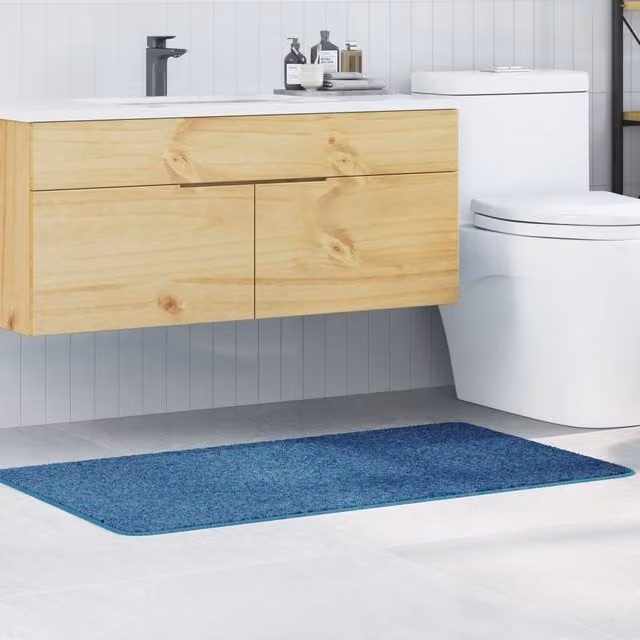 Berkfield Home Non-Slip Rectangular Blue Bath Mat, W: 70 cm, L: 120 cm – 1