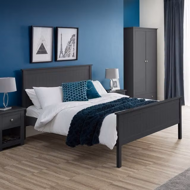 Julian Bowen Maine Lacquered Solid Wood Bed Frame in Anthracite or Black, W: 90 cm, D: 200 cm – 1