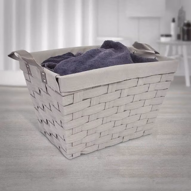 EONLION Large Rectangular Fabric and Metal Laundry Basket Hamper with Handles, Grey, Height: 100 cm – 1