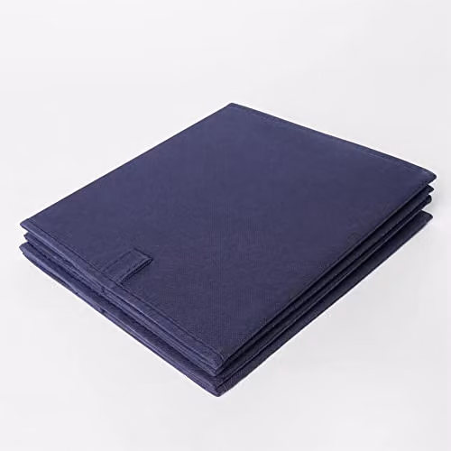 OHS Set of 4 Fabric Collapsible Storage Boxes in Blue, W/D/H: 27.0 x 27.0 x 27.0 cm – 5