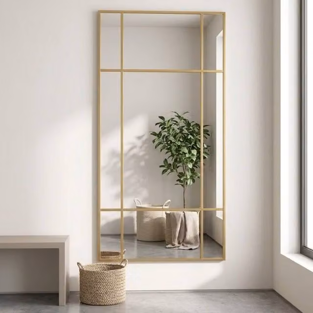 STILVORA Modern Rectangular Wall Mirror with Gold Metal Frame, Width: 110 cm – 1