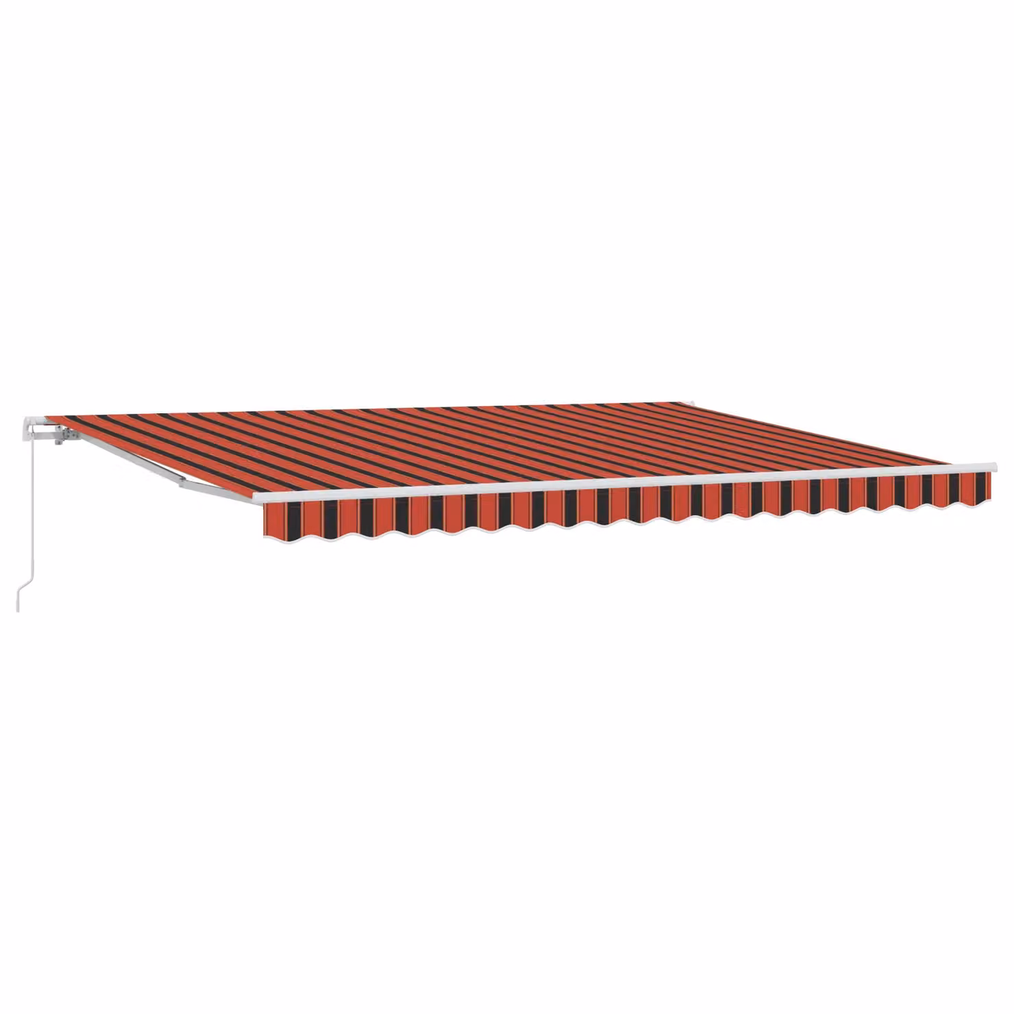 Berkfield Home Manual Retractable Wall-Mounted Awning, Orange, Brown, Red and Black Striped, W: 450 cm, D: 350 cm – 2