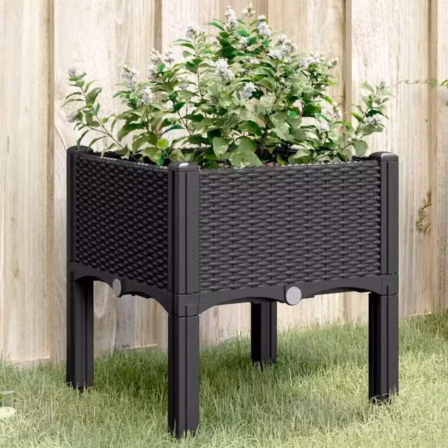 Berkfield Home Garden Planter with Legs, Black, W/D/H: 40 x 40 x 42 cm – 1