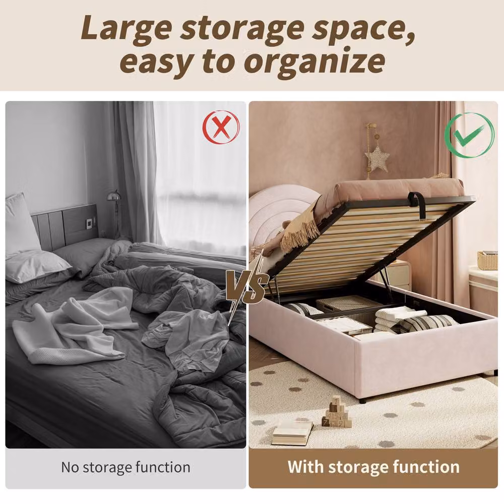 Matteo Pink Velvet Upholstered Single Storage Bed Frame with Headboard, 90 x 200 cm – 3