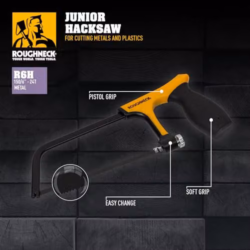 Roughneck ROU34310 R6H Junior Hacksaw, 24T, Yellow – 2