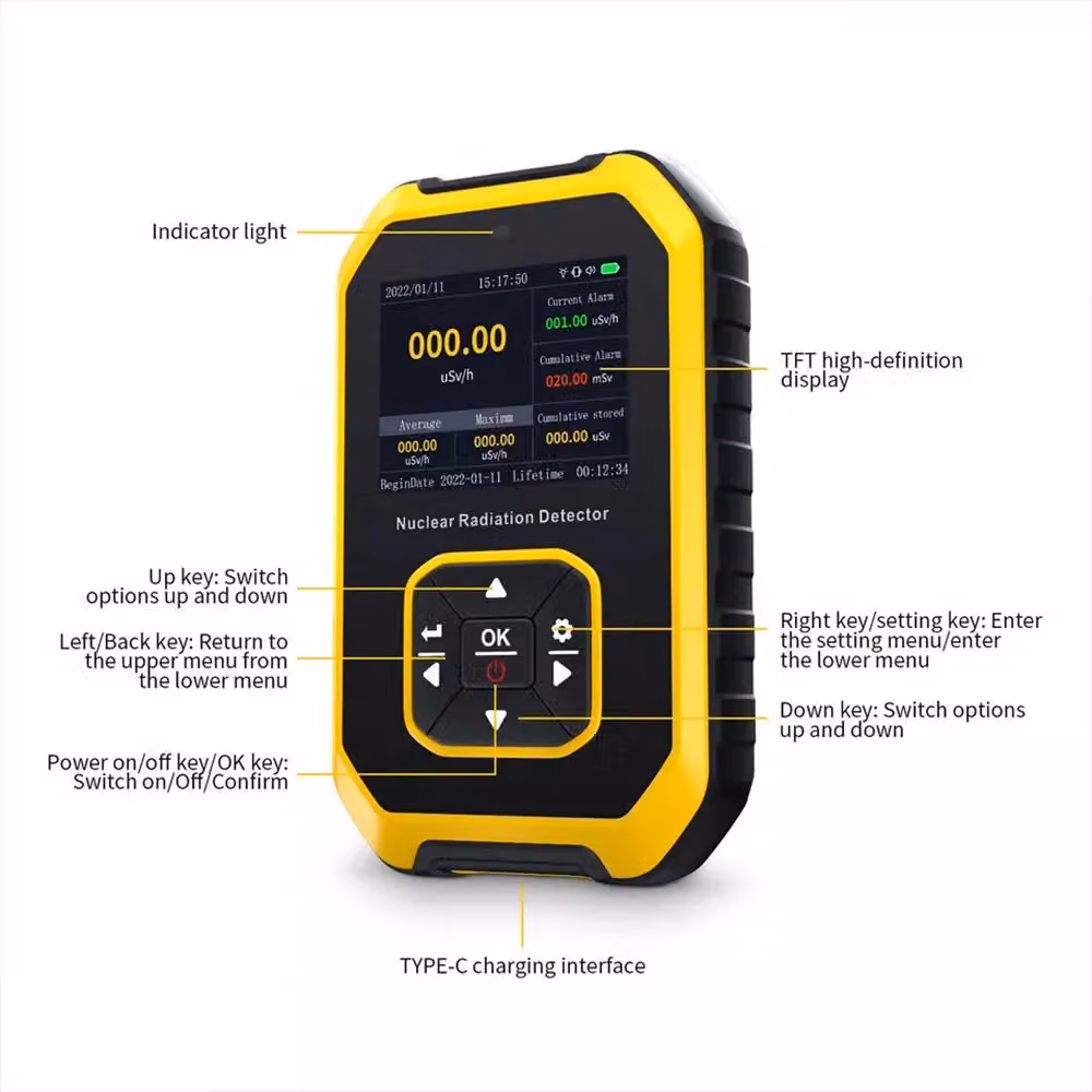 VOGREX Geiger Counter Radiation Detector and X-Ray Dosimeter in Yellow – 4