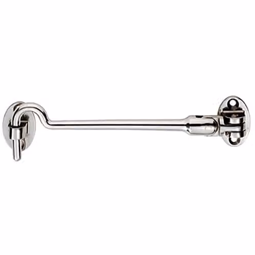 Loops Silent Pattern Cabin Hook and Eye in Bright Stainless Steel, 150mm Arm