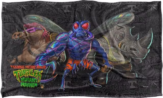 LOGOVISION Teenage Mutant Ninja Turtles Mutant Mayhem Mutant Baddies and Patches Multicolour Fleece Blanket – 5