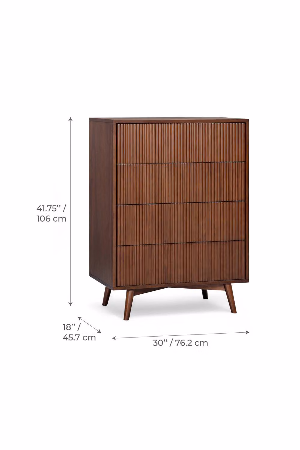 Teamson Home Tremolo 4 Drawer Chest of Drawers in Walnut Brown, H 106.1 x W 51.1 x D 45.7 cm – 5