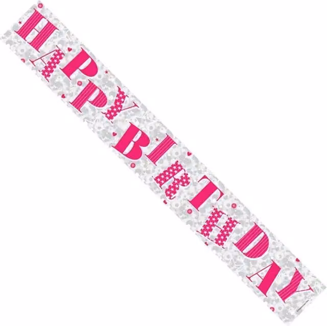 KDMD Pink Happy Birthday Hanging Pennant Banner Party Decoration Pack of 12