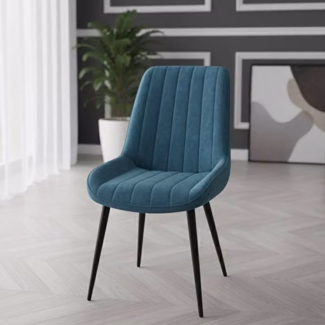 Stratus Interiors Dido Blue Velvet Dining Chair - Modern Upholstered Seating – 1