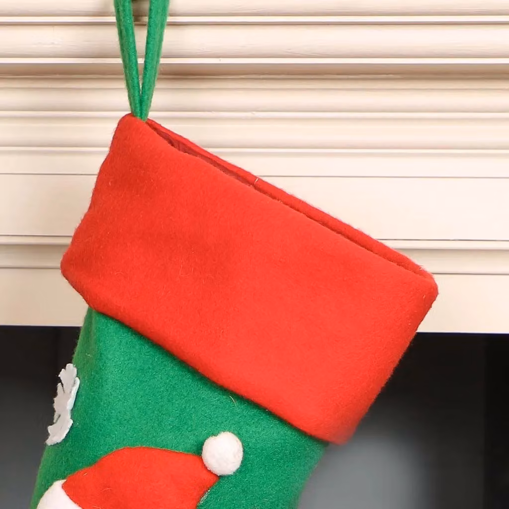 Dibor Set of 2 Red Santa Hanging Legs Christmas Stockings and Gift Bags in Green and White – 4