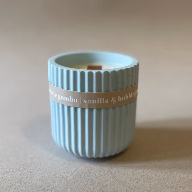 The Wax Leaf Candle Co Blue Bubblegum Gourmand Soy Wax Ceramic Tabletop Candle