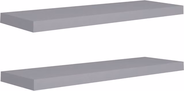 Berkfield Home Floating Wall Shelves, 2 Piece Grey MDF Set, W: 80 cm, D: 23.5 cm, H: 3.8 cm