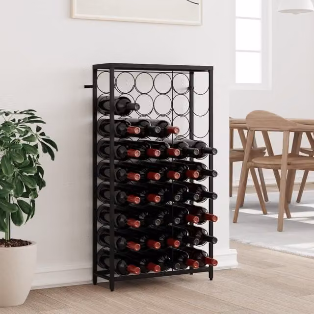 Berkfield Home Black Wrought Iron Wine Rack for 45 Bottles, W/D/H: 54 x 18 x 100 cm – 1
