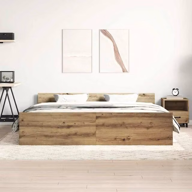 Berkfield Home Engineer Bed Frame in Artisan Oak and Brown with Drawers, Super King, 180 x 200 cm