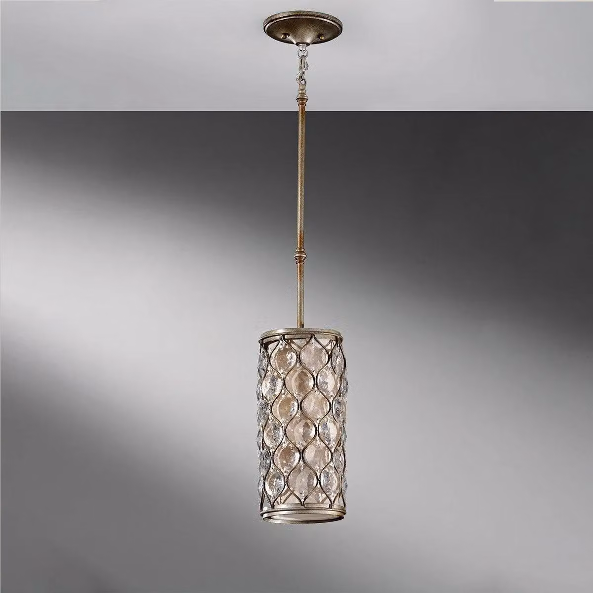 Netlighting Lucia 1 Light Mini Pendant Ceiling Light in Polished Silver with Crystal and Glass Details, E27 – 2
