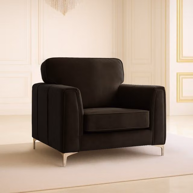 Regency Bourneville Plush Velvet Tub Armchair with Solid Wood Frame in Brown or Black