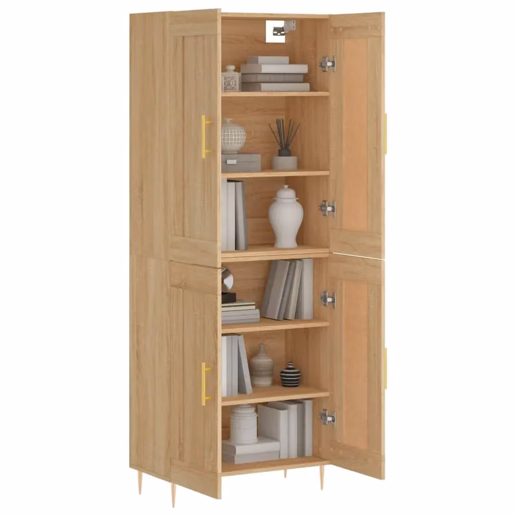 Berkfield Home Sonoma Oak Highboard in Brown, W/D/H: 69.5 x 34 x 180 cm – 2