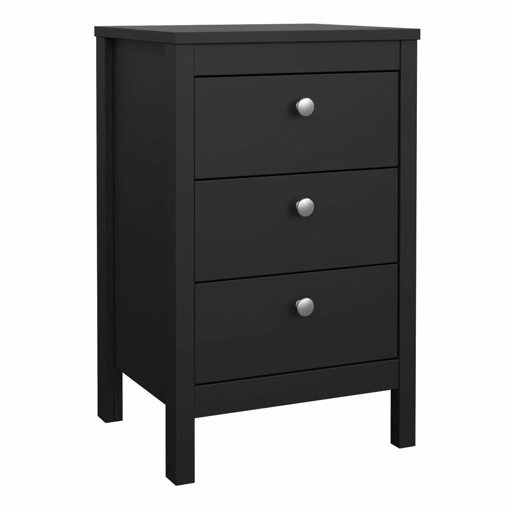 Wyld Haus Gossmere Matt Black 3-Drawer Bedside Table – 2