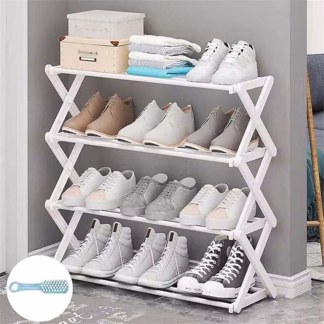 SPETLEK 4 Tier White Freestanding Shoe Rack Storage Stand – 1