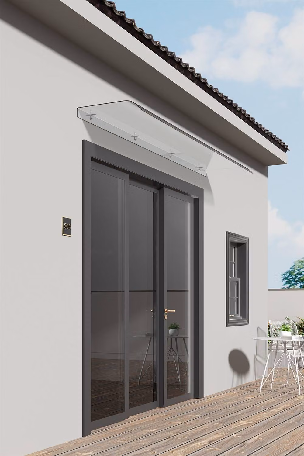 Garden Sanctuary Transparent Outdoor Awning Canopy Rain Cover for Front Door Windows, W: 160 cm, H: 33 cm – 2