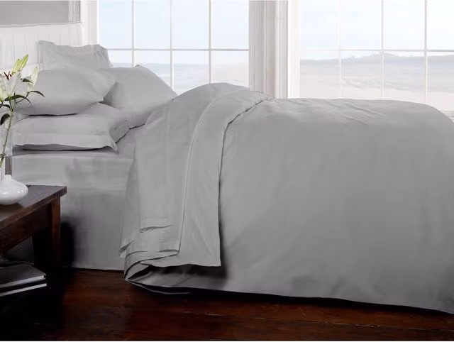 Rapport Home Single 200 Thread Count Cotton Percale Quilt Cover in Silver Grey
