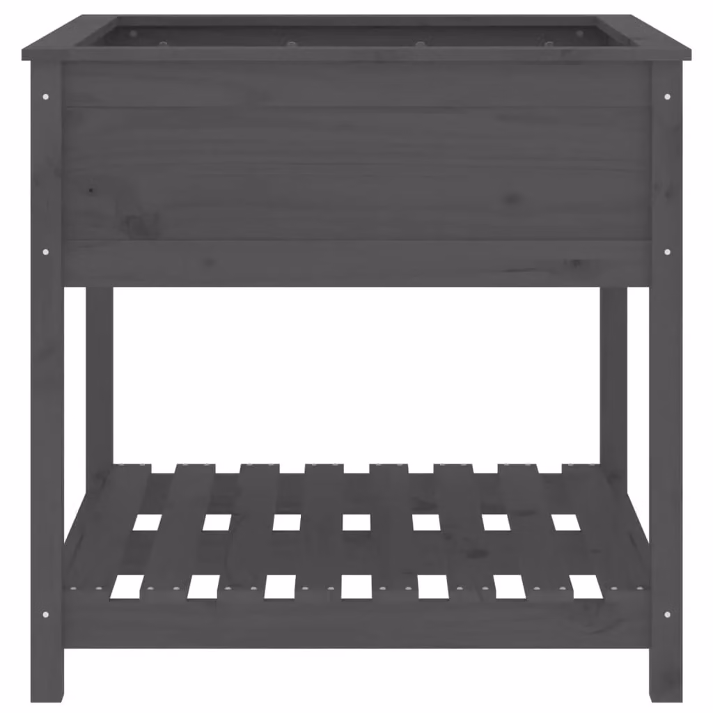 Berkfield Home Planter with Shelf in Grey, Solid Pine Wood, W/D/H: 82.5 x 82.5 x 81 cm – 4