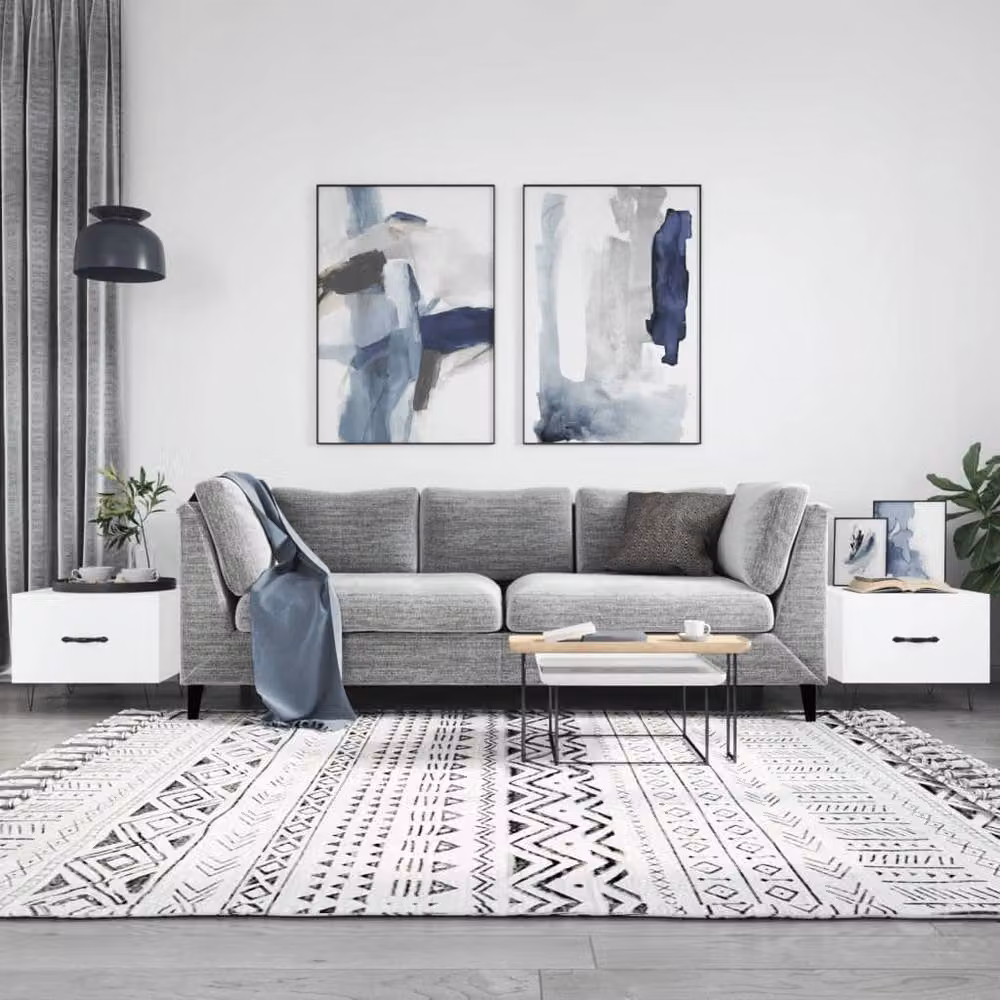 Berkfield Home Set of 2 White Square Coffee Tables in Engineered Wood, W/D/H: 50 x 50 x 40 cm – 2