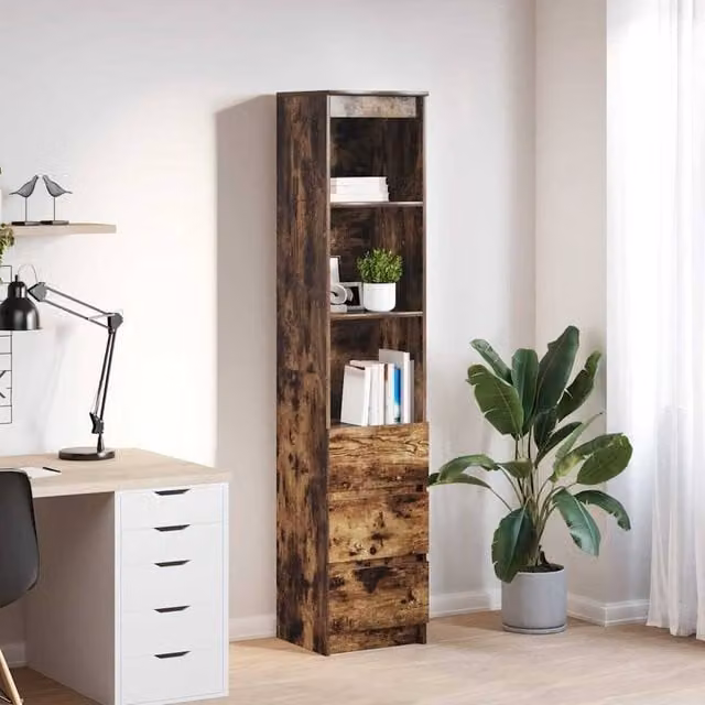 Berkfield Home Smoked Oak Highboard in Brown, W/D/H: 37.5 x 35 x 180 cm – 1